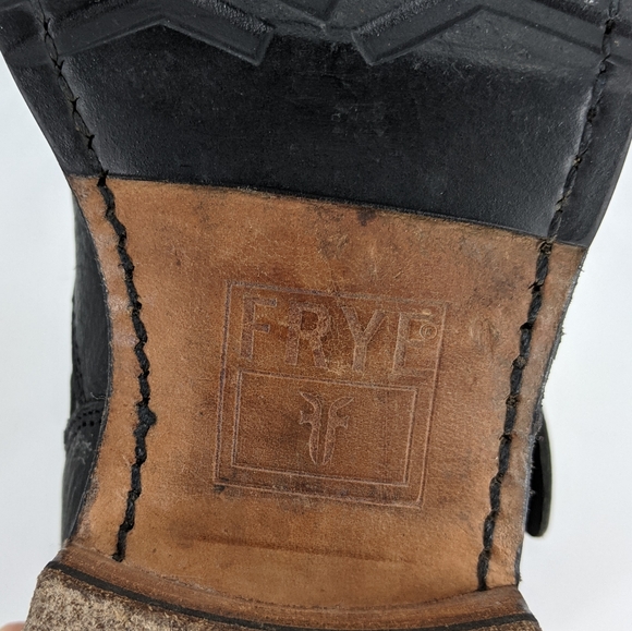 Frye Veronica Short Black Leather Buckle Boots - Picture 9 of 11